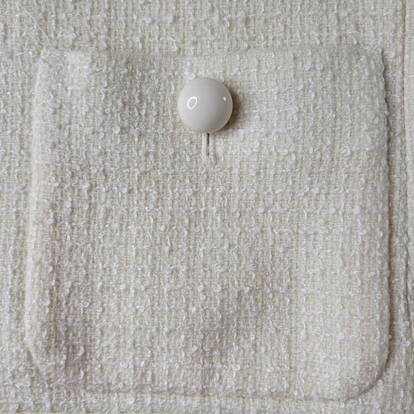 Talbots Blazer Size 8 Cream Wool Blend Nubby Pockets 3/4 Sleeve 6 Button Lined - Picture 5 of 11